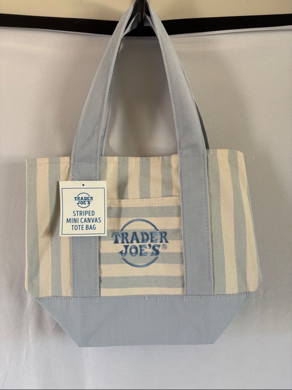 *NWT* Trader Joe's Striped Mini Tote in Light Blue and Cream
